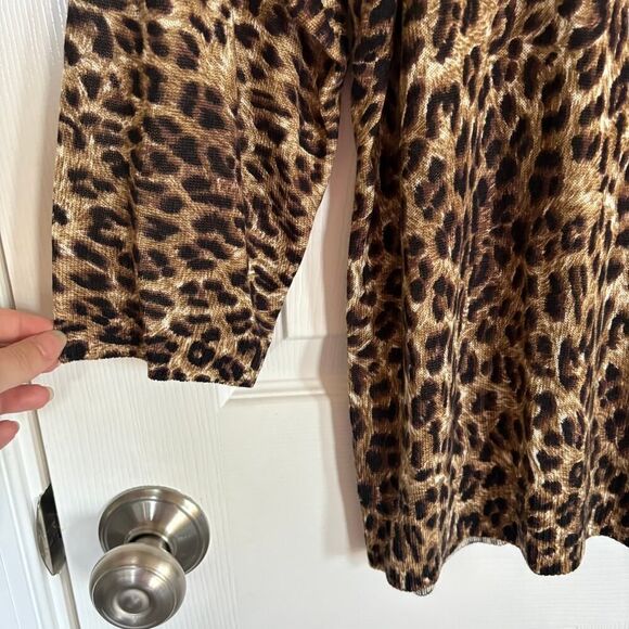 Cathy Daniels Leopard Print Sequin Lightweight Sweater Brown Black XL - Picture 8 of 11